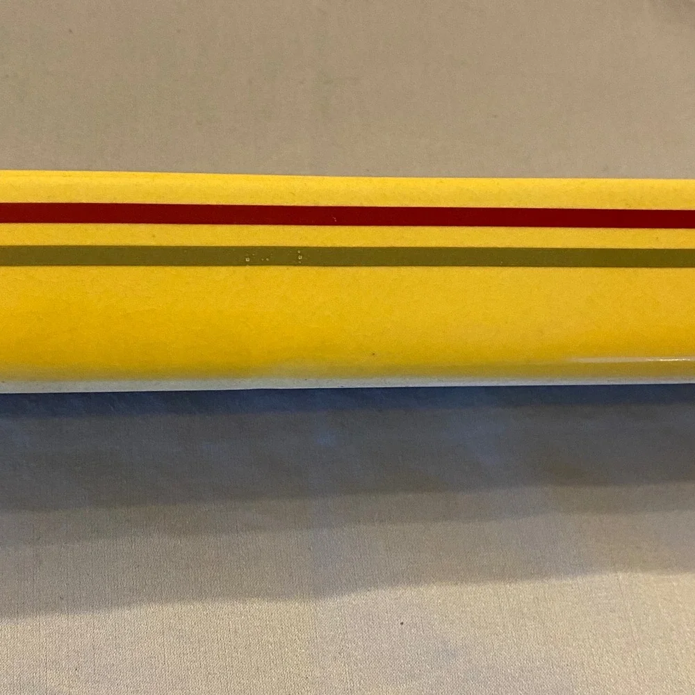 Set of 2‎ Ceramic Olive Serving Trays Yellow Orange Striped Rectangular Dishware